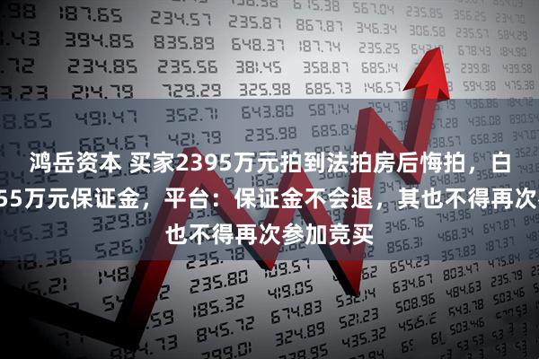 鸿岳资本 买家2395万元拍到法拍房后悔拍，白白损失155万元保证金，平台：保证金不会退，其也不得再次参加竞买